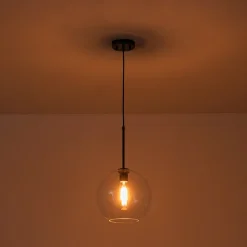 Simple Mid-Century 1-Light Clear Glass Globe Pendant Light