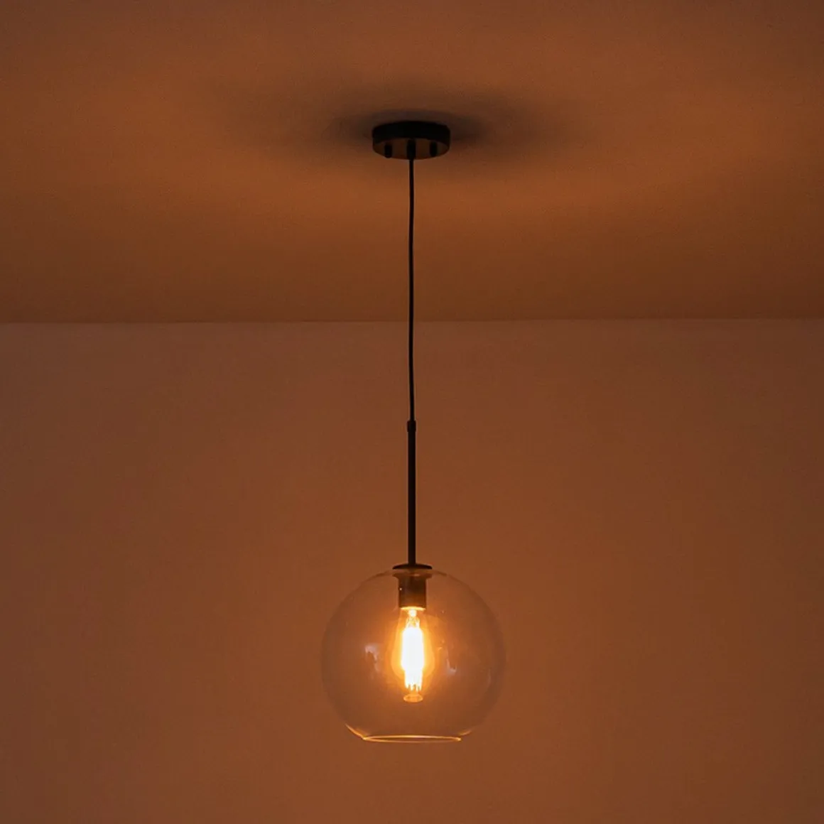 Simple Mid-Century 1-Light Clear Glass Globe Pendant Light
