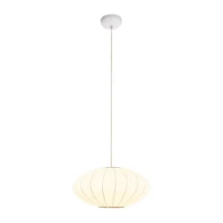 Single White Fabric Pendant Light