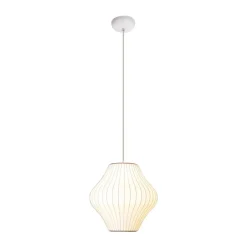 Single White Fabric Pendant Light