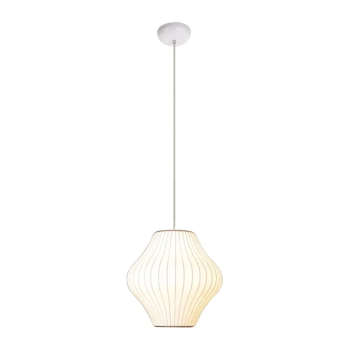 Single White Fabric Pendant Light