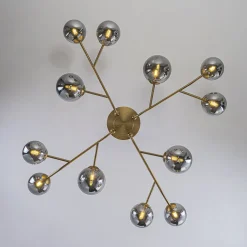 Smoked Glass Bubble Branch Sputnik Semi Flush Chandelier