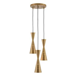 Starry 3-Light Cluster Metal Hourglass Shade Round Pendant