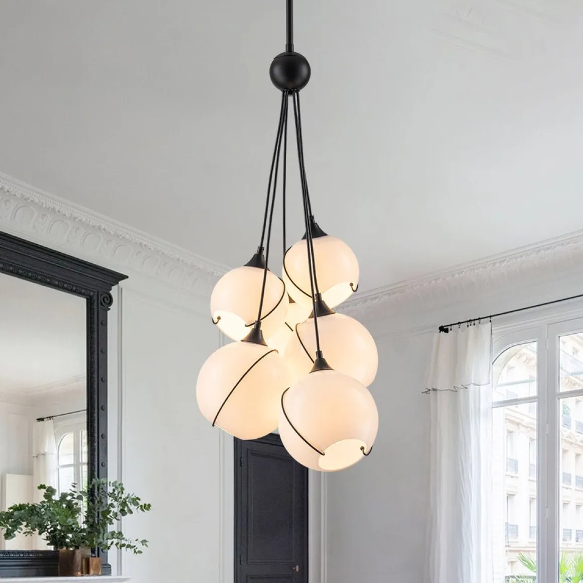 Statement Shine Opal Glass Globe Cluster Chandelier