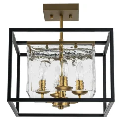 Textured Glass Candle Style Square Lantern Ceiling Light