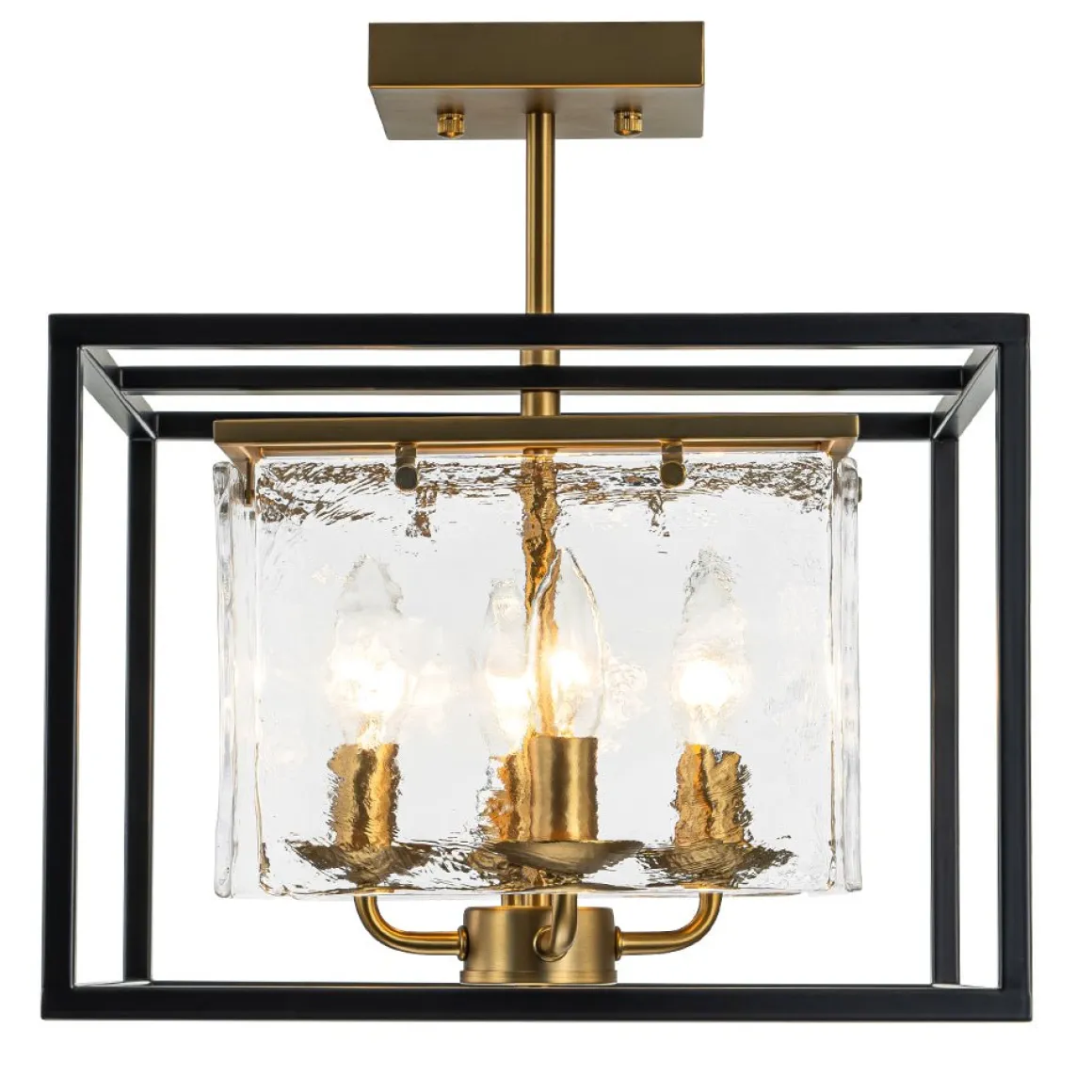 Textured Glass Candle Style Square Lantern Ceiling Light