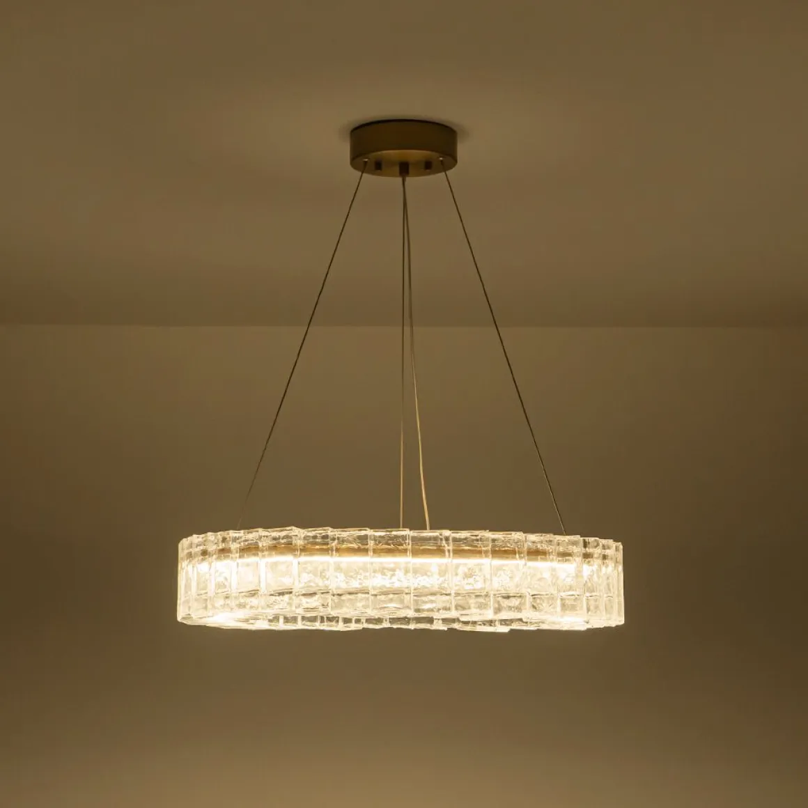 Textured Glass Icy Style Ring Dimmable LED Chandelier