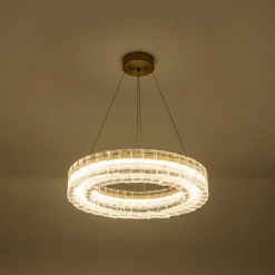 Textured Glass Icy Style Ring Dimmable LED Chandelier