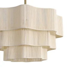 3-Tier Beige Woven Thread Round Cage Pendant Light