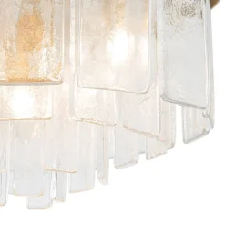 Tiered Hammered Water Glass Round Semi Flush Mount