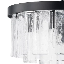 Tiered Hammered Water Glass Round Semi Flush Mount