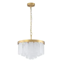 Tiered Opal Swirl Glass Round Semi Flush Mount Chandelier