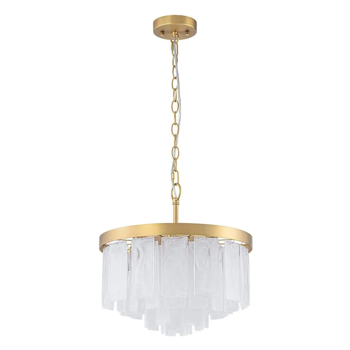 Tiered Opal Swirl Glass Round Semi Flush Mount Chandelier
