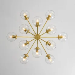 Tiered Ribbed Glass Globe Round Sputnik Chandelier