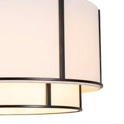 2-Tier Large White Fabric Drum Cage Chandelier