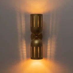 Tulip 2-Light Brass Up Down Hourglass Vanity Wall Sconce