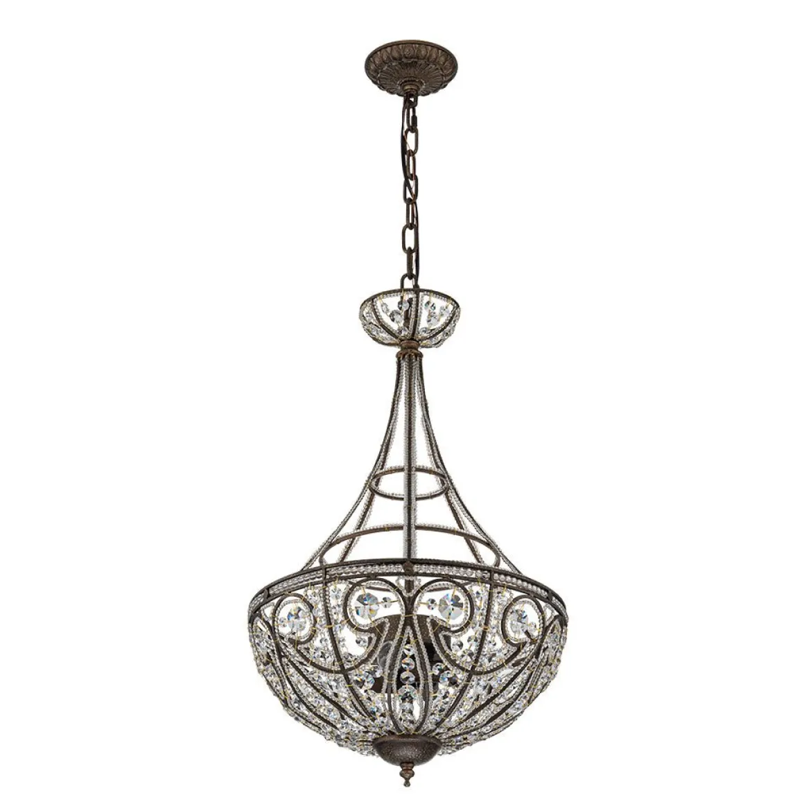 Victorian Antique Bronze Crystal Empire Chandelier