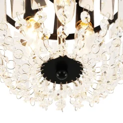 Vintage Black Draped Crystal Round Semi Flush Mount