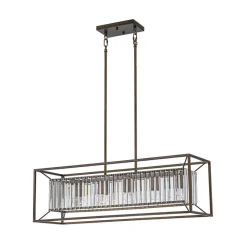 Vintage Italy Glam Crystal Rectangular Linear Chandelier