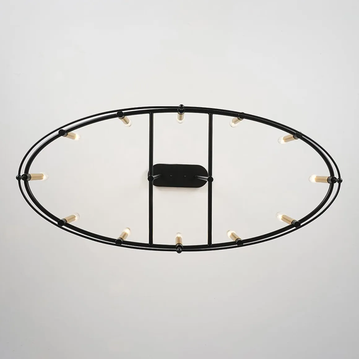 Vintage 12-Light Black Brass Candle Wide Island Chandelier