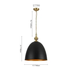 Vintage Luxe Farmhouse Large Iron Bell Pendant Light