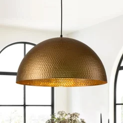 Vintage Luxe Oversized Hammered Dome Pendant Light