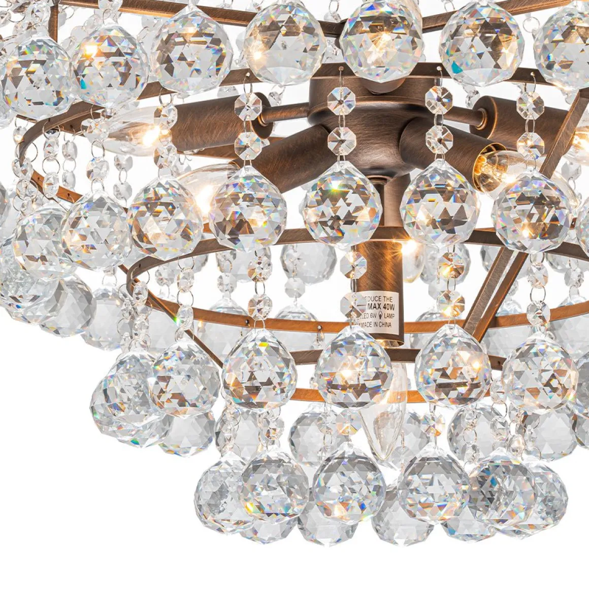 Vintage Luxury Antique Bronze Crystal Empire Chandelier