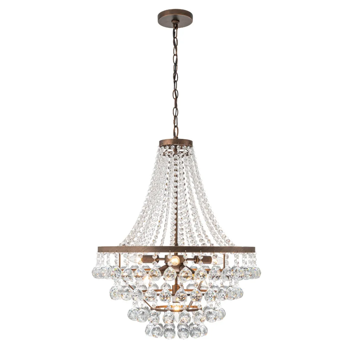 Vintage Luxury Antique Bronze Crystal Empire Chandelier