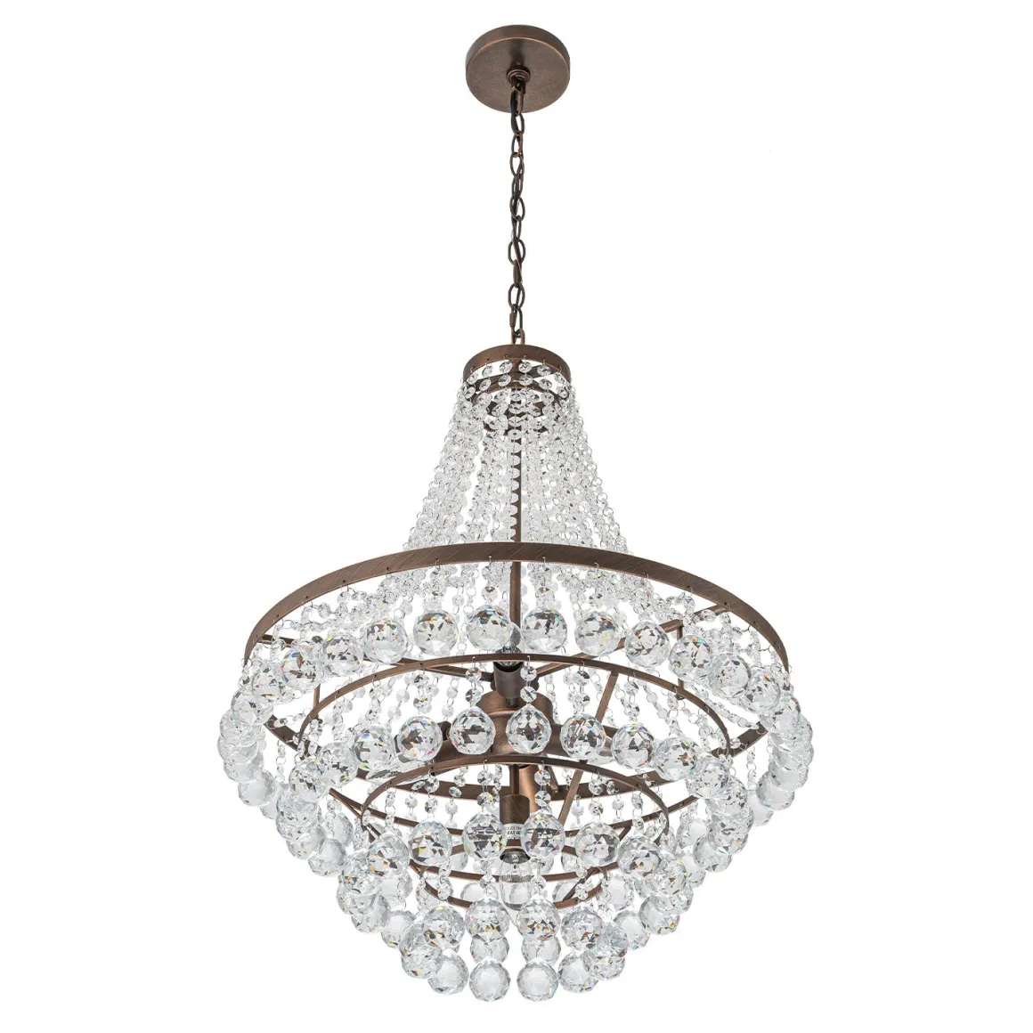 Vintage Luxury Antique Bronze Crystal Empire Chandelier