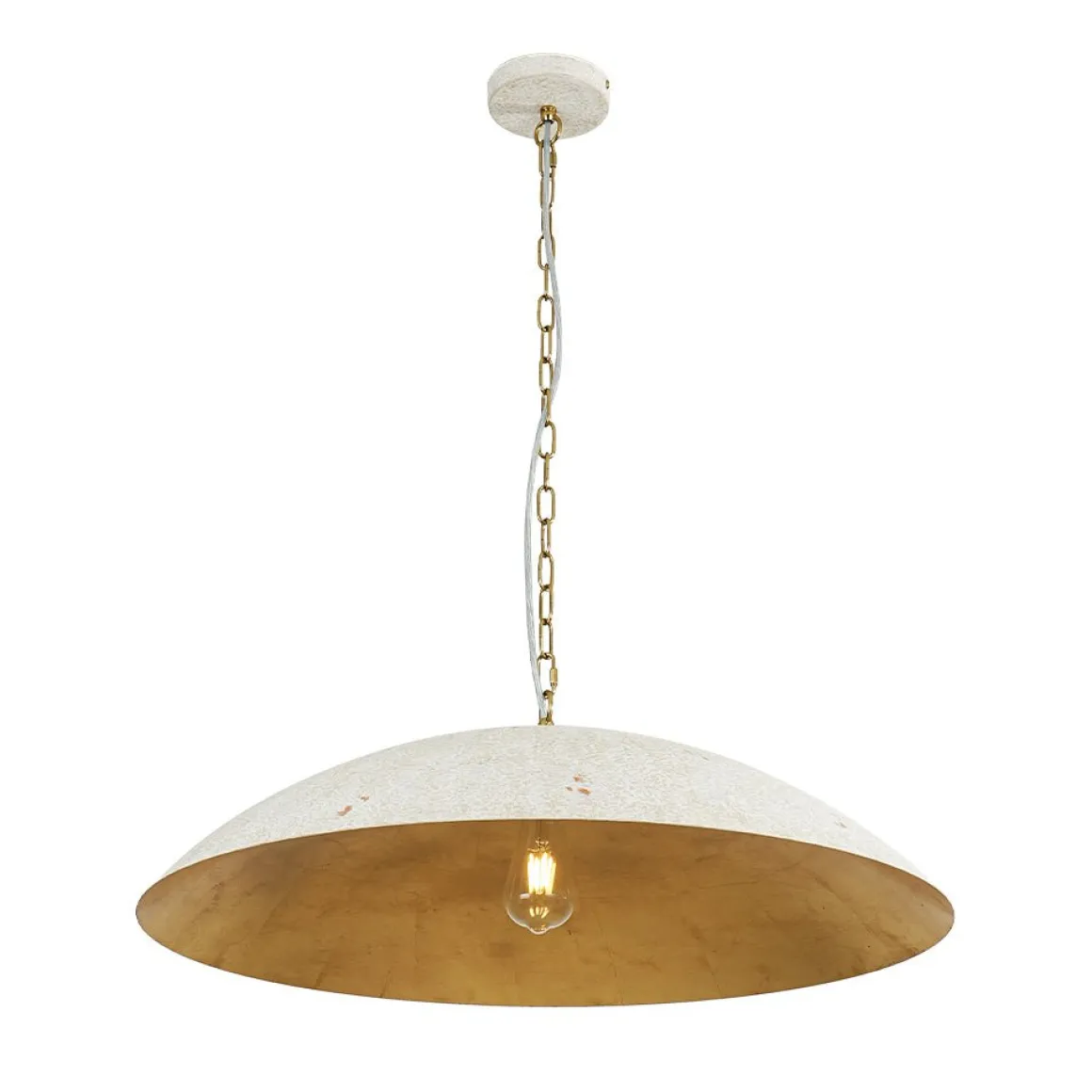 Vintage Oversized Flat Dome Metal Pendant Light