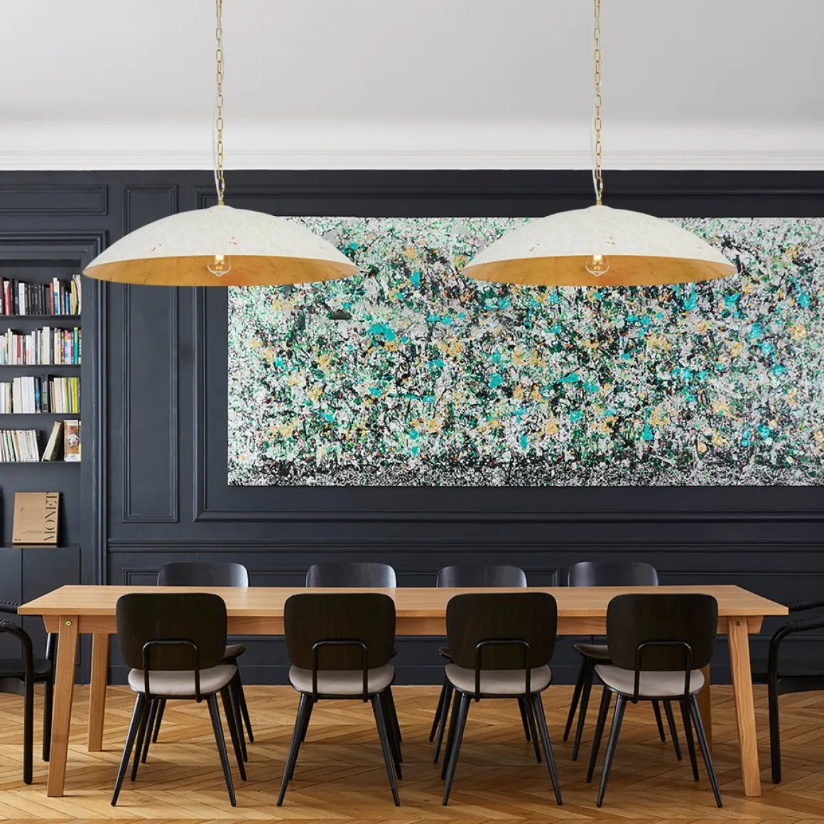 Vintage Oversized Flat Dome Metal Pendant Light