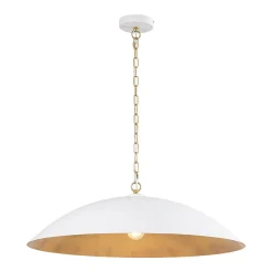 Vintage Oversized Flat Dome Metal Pendant Light