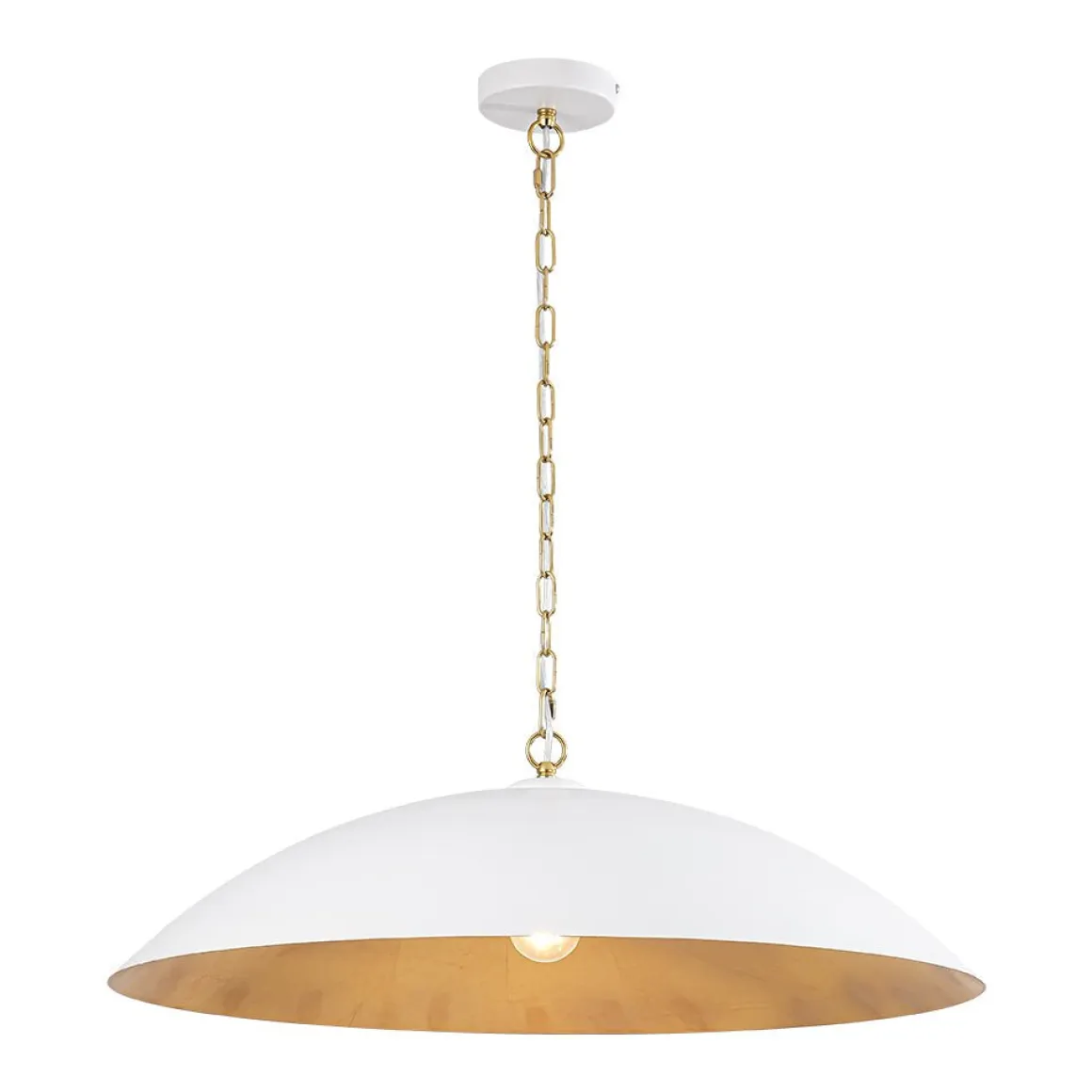 Vintage Oversized Flat Dome Metal Pendant Light