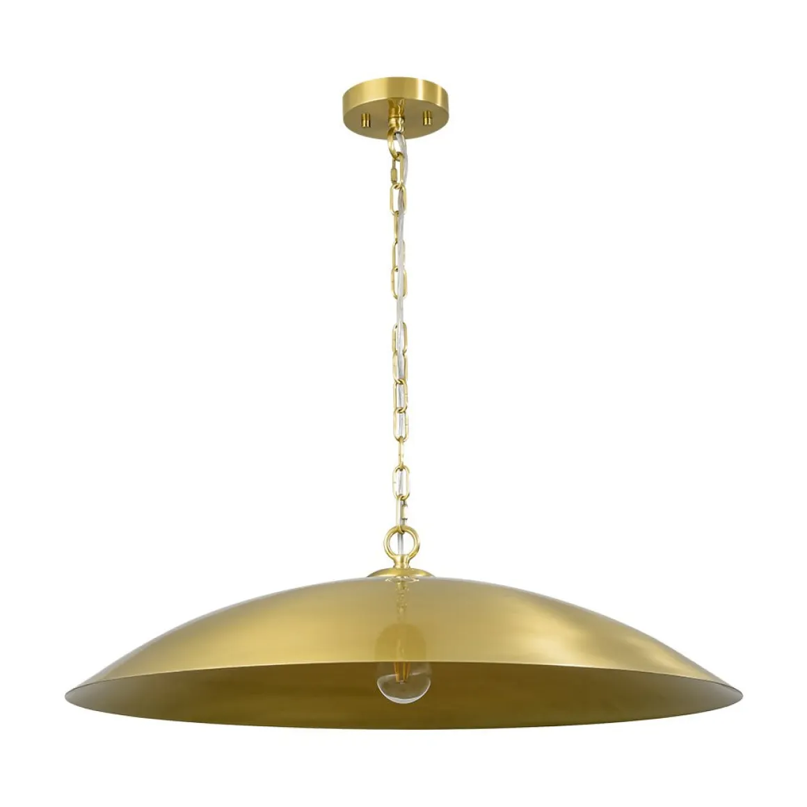 Vintage Oversized Flat Dome Metal Pendant Light
