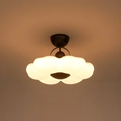 White Camellia Bloom Dimmable LED Semi Flush Mount Light