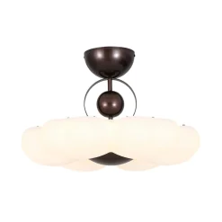 White Camellia Bloom Dimmable LED Semi Flush Mount Light