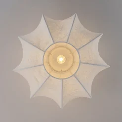 White Silk Scalloped Cage Flush Mount Ceiling Light