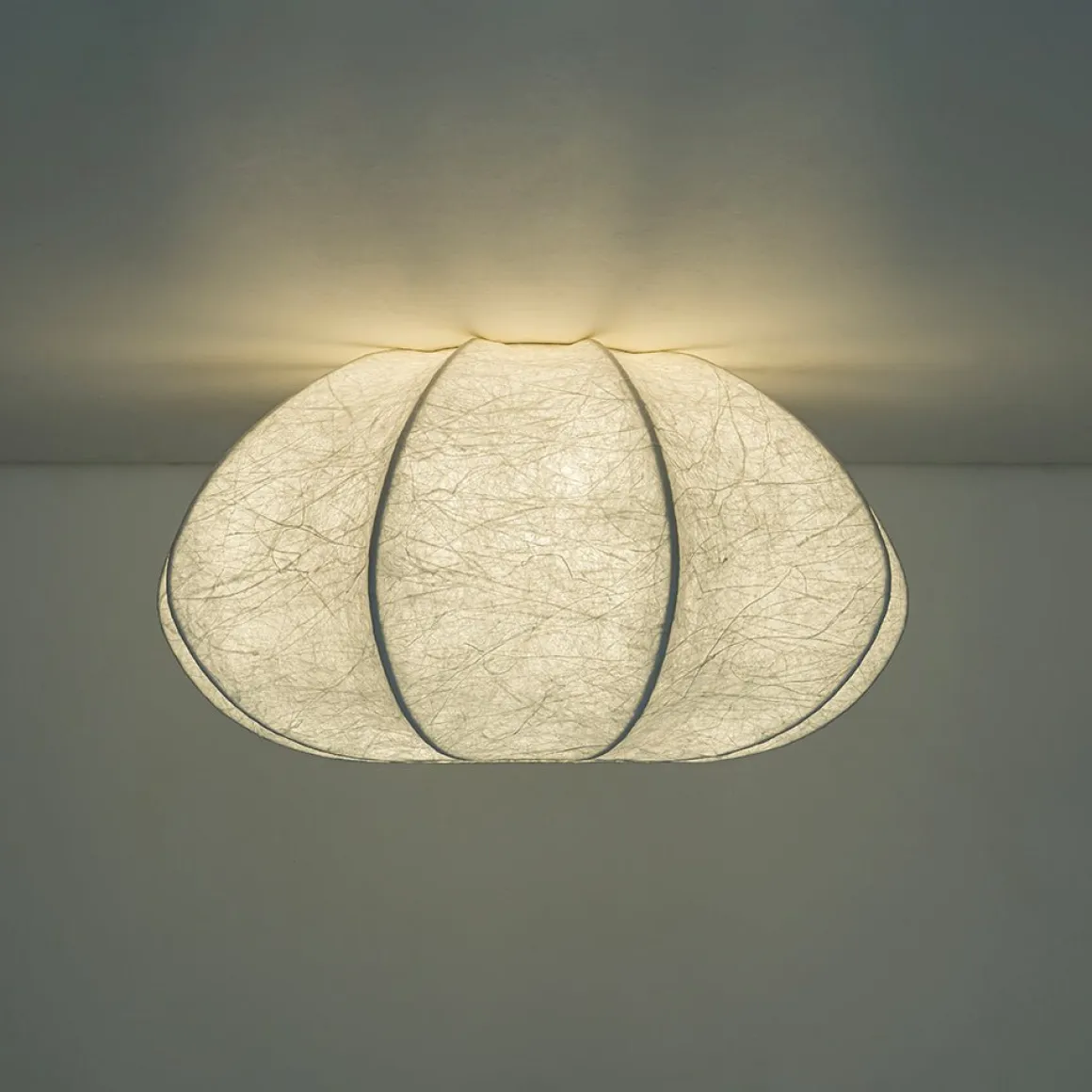 White Silk Scalloped Cage Flush Mount Ceiling Light