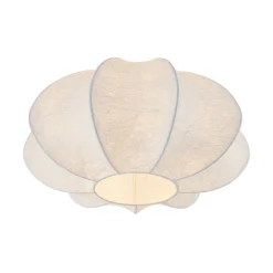 White Silk Scalloped Cage Flush Mount Ceiling Light