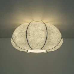 White Silk Scalloped Cage Flush Mount Ceiling Light