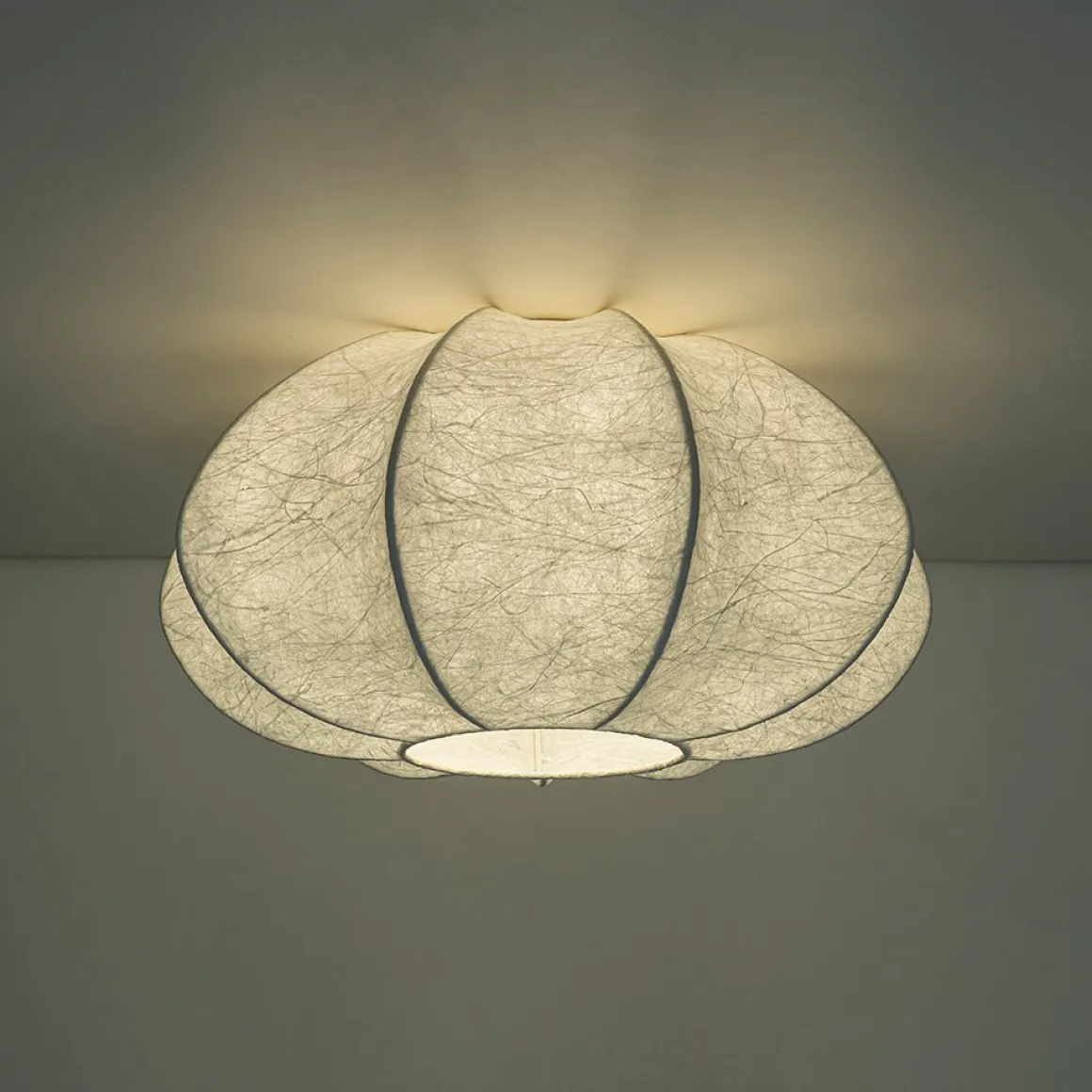 White Silk Scalloped Cage Flush Mount Ceiling Light
