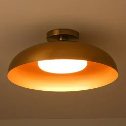 Wide Iron Dome Dimmable LED Semi Flush Ceiling Light