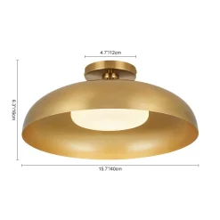 Wide Iron Dome Dimmable LED Semi Flush Ceiling Light