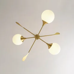Wind-Vane Tiered 3-Light Opal Glass Globe Sputnik Chandelier