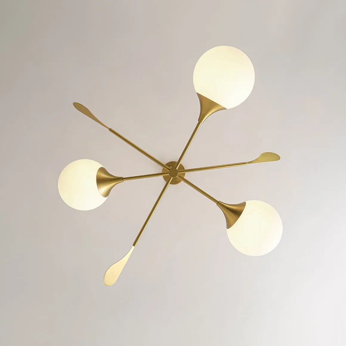 Wind-Vane Tiered 3-Light Opal Glass Globe Sputnik Chandelier